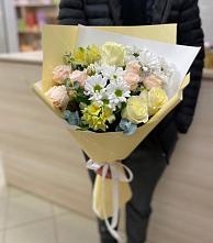 Букет цветов из:  Альстромерии, Розы и Хризантемы в Гусь-Хрустальном